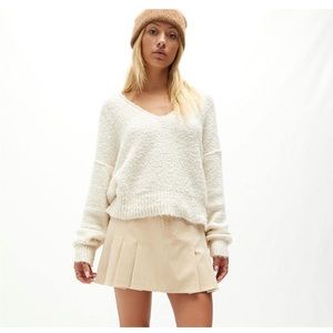 Free People Sugar & Spice Vegan Leather Mini Skirt in Ivory Size 8